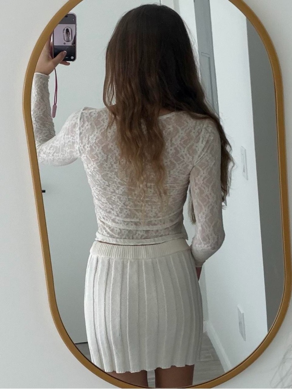 Cream Knit Cotton Mini Skirt - Picture 2 of 3